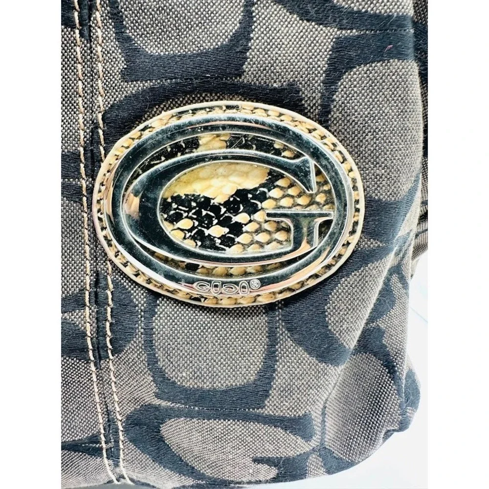 Designer Style Brown Monogram Tote‎ Bag Snake Print Handles Scarf Large Shoulder